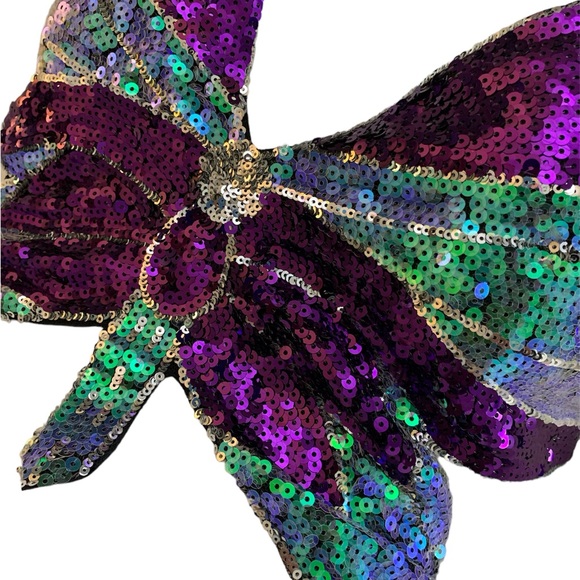 Sequins Butterfly Tie Back Crop Top - Picture 4 of 4